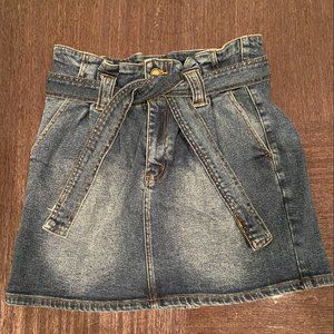 Angel Kiss Denim Paperbag Mini Skirt, M
